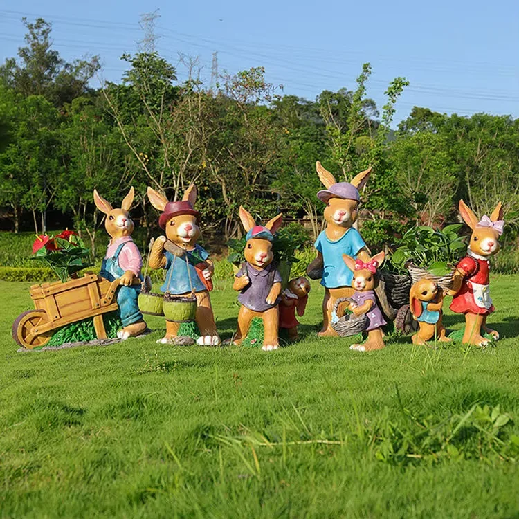 Large Rabbits Bunny Sculptures For Garden | Fiberglass – custom retail display image 2