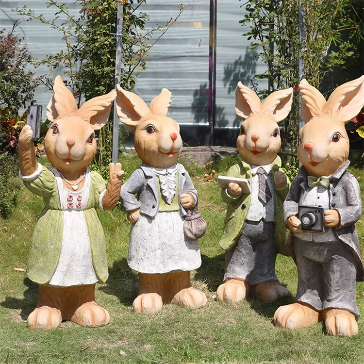 Large Rabbits Bunny Sculptures For Garden | Fiberglass – custom retail display image 4