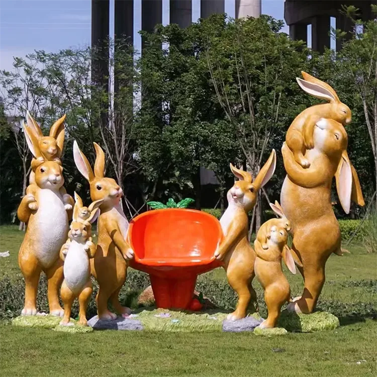 Large Rabbits Bunny Sculptures For Garden | Fiberglass – custom retail display image 5