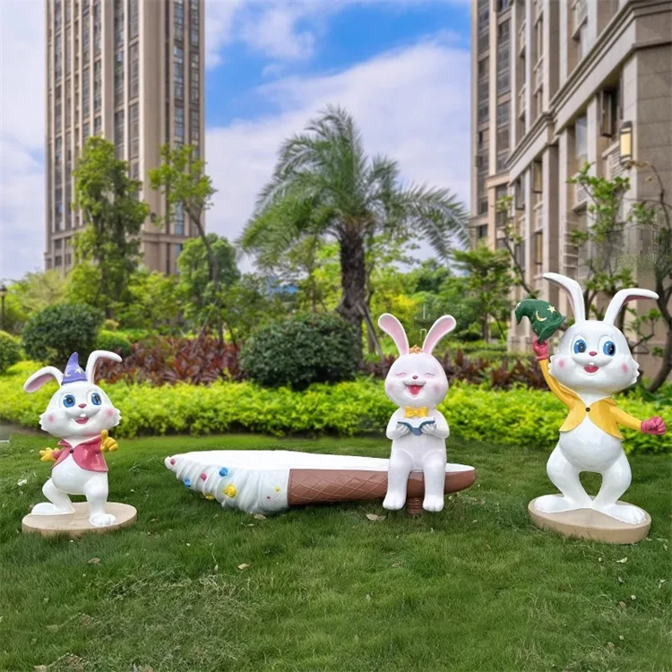 Large Rabbits Bunny Sculptures For Garden | Fiberglass – custom retail display image 56