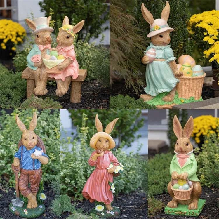 Large Rabbits Bunny Sculptures For Garden | Fiberglass – custom retail display image 57