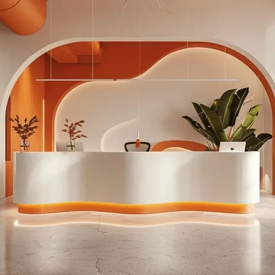 Custom Reception Desk, Counter Welcome Table For Sale – custom retail display image 4