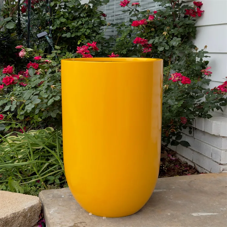 Round Fiberglass Planter Stands Flower Pots | Large Tall – custom retail display image 1