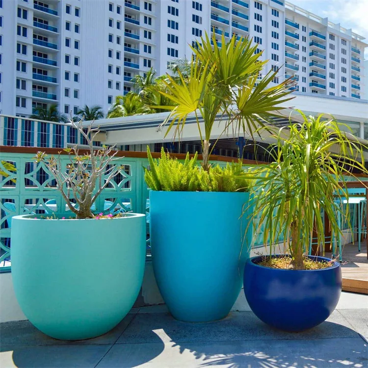 Round Fiberglass Planter Stands Flower Pots | Large Tall – custom retail display image 25