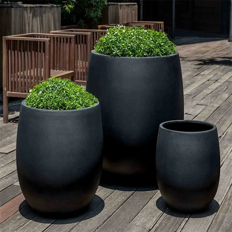 Round Fiberglass Planter Stands Flower Pots | Large Tall – custom retail display image 26