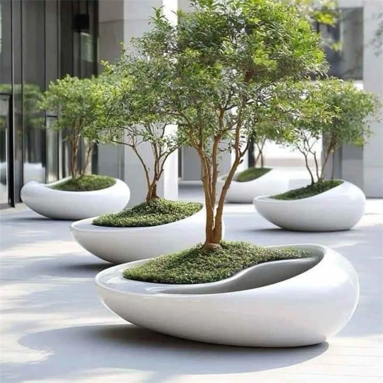Round Fiberglass Planter Stands Flower Pots | Large Tall – custom retail display image 27