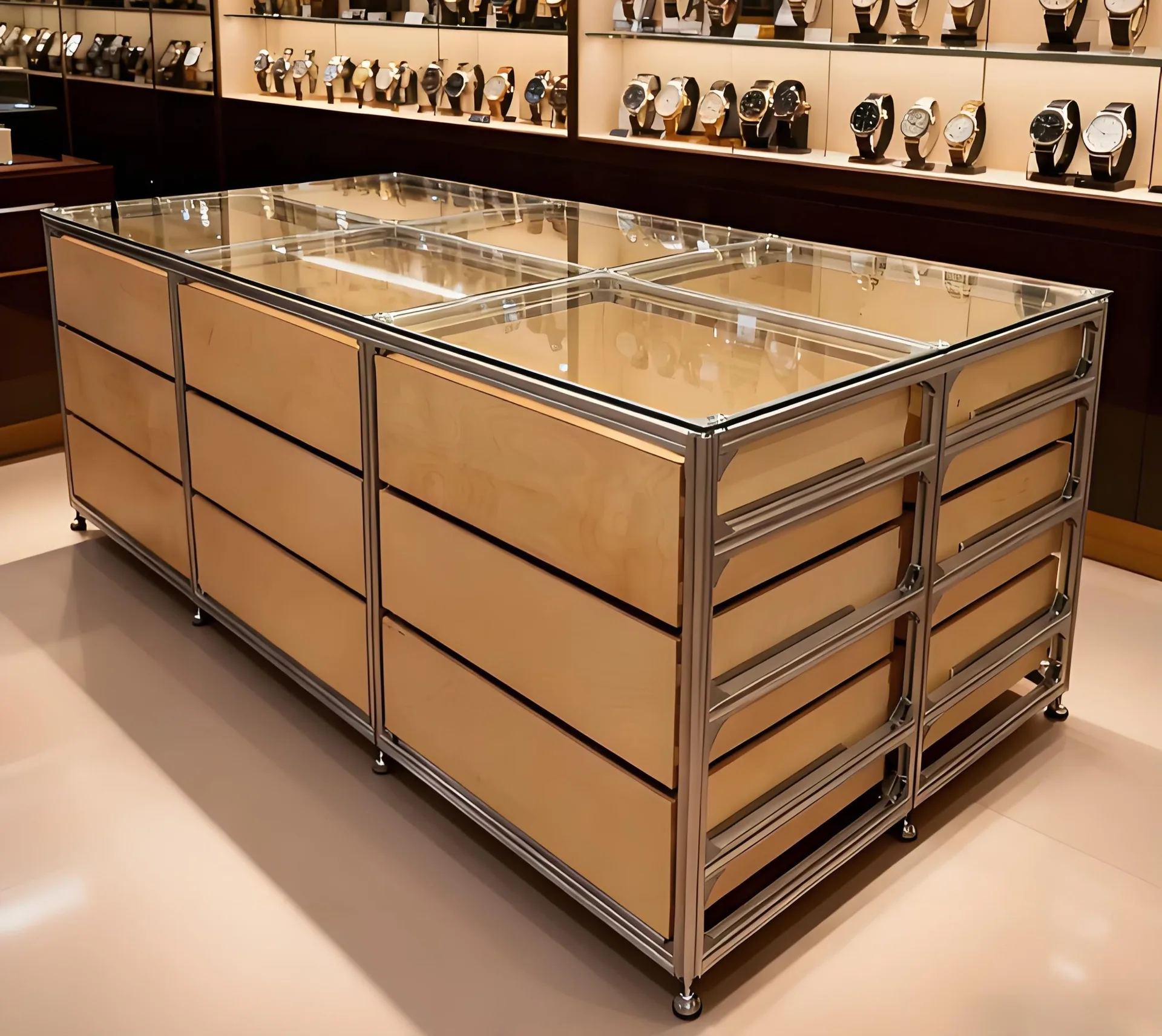 Clear Glass Watch Display Cabinet for Jewelry & Watch Retail Stores — view 2