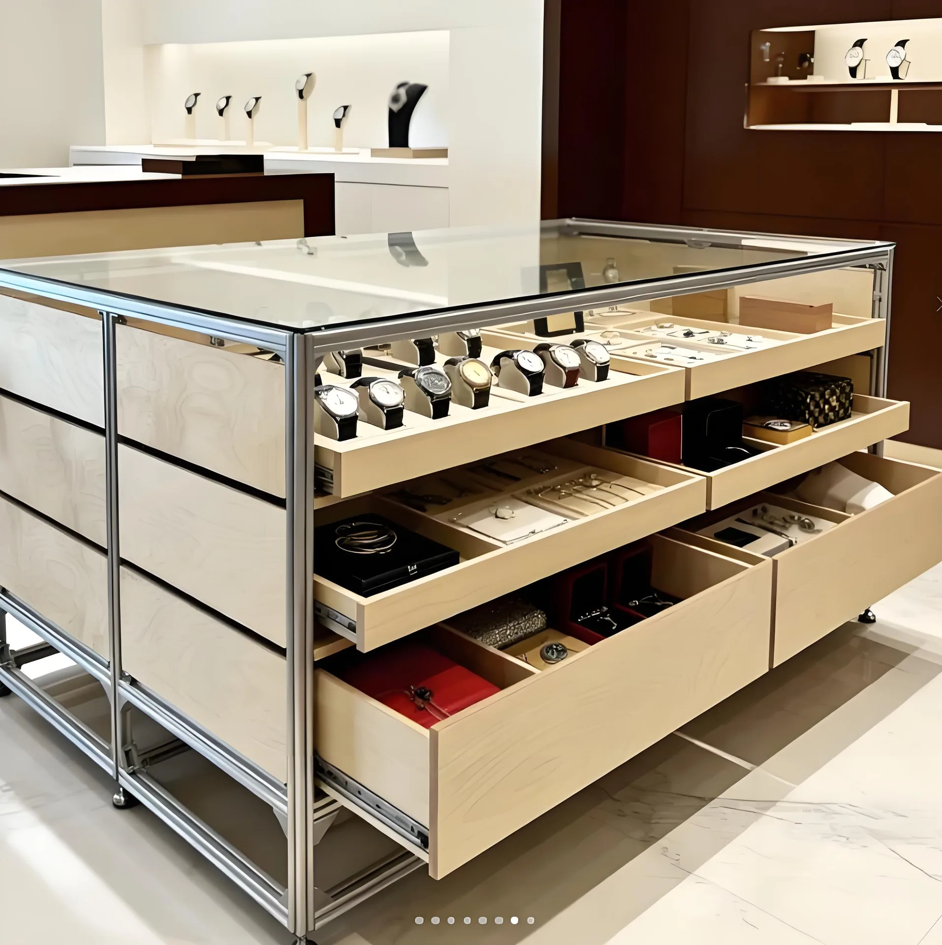 Clear Glass Watch Display Cabinet for Jewelry & Watch Retail Stores