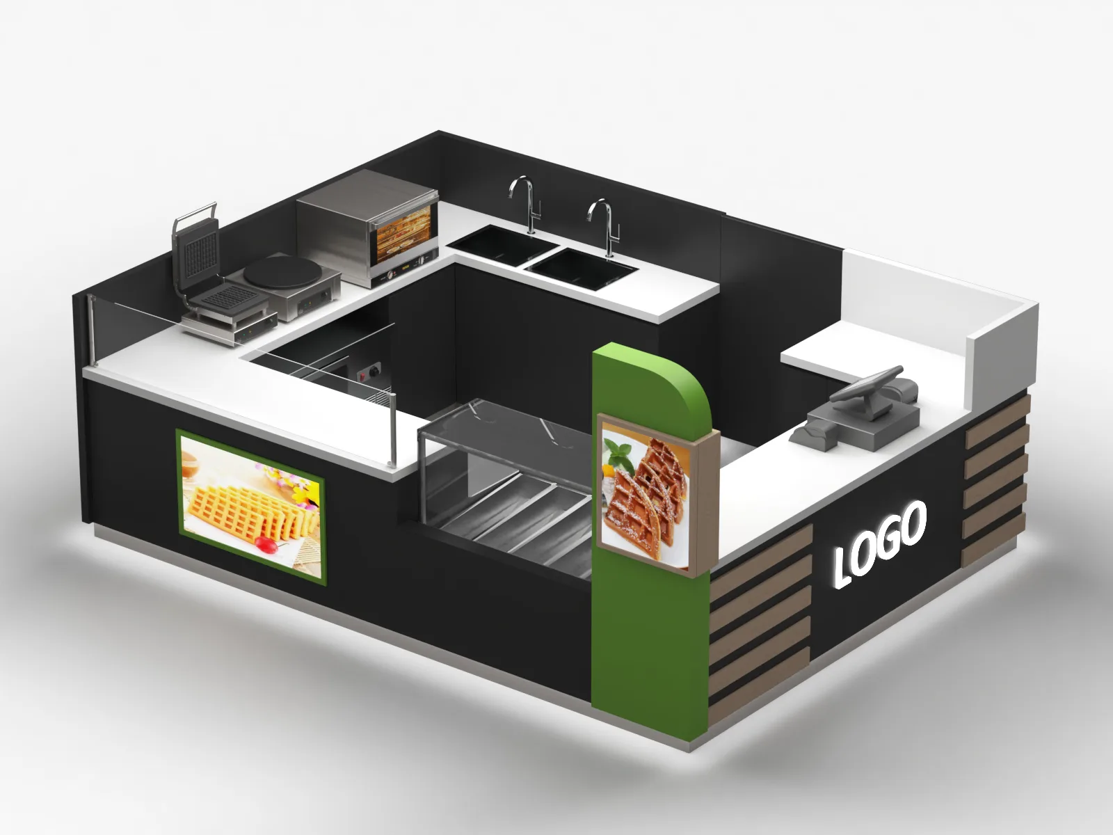 Waffle Kiosk – 3*2m crepe kiosk factory direct sales crepe booth for sale image 2