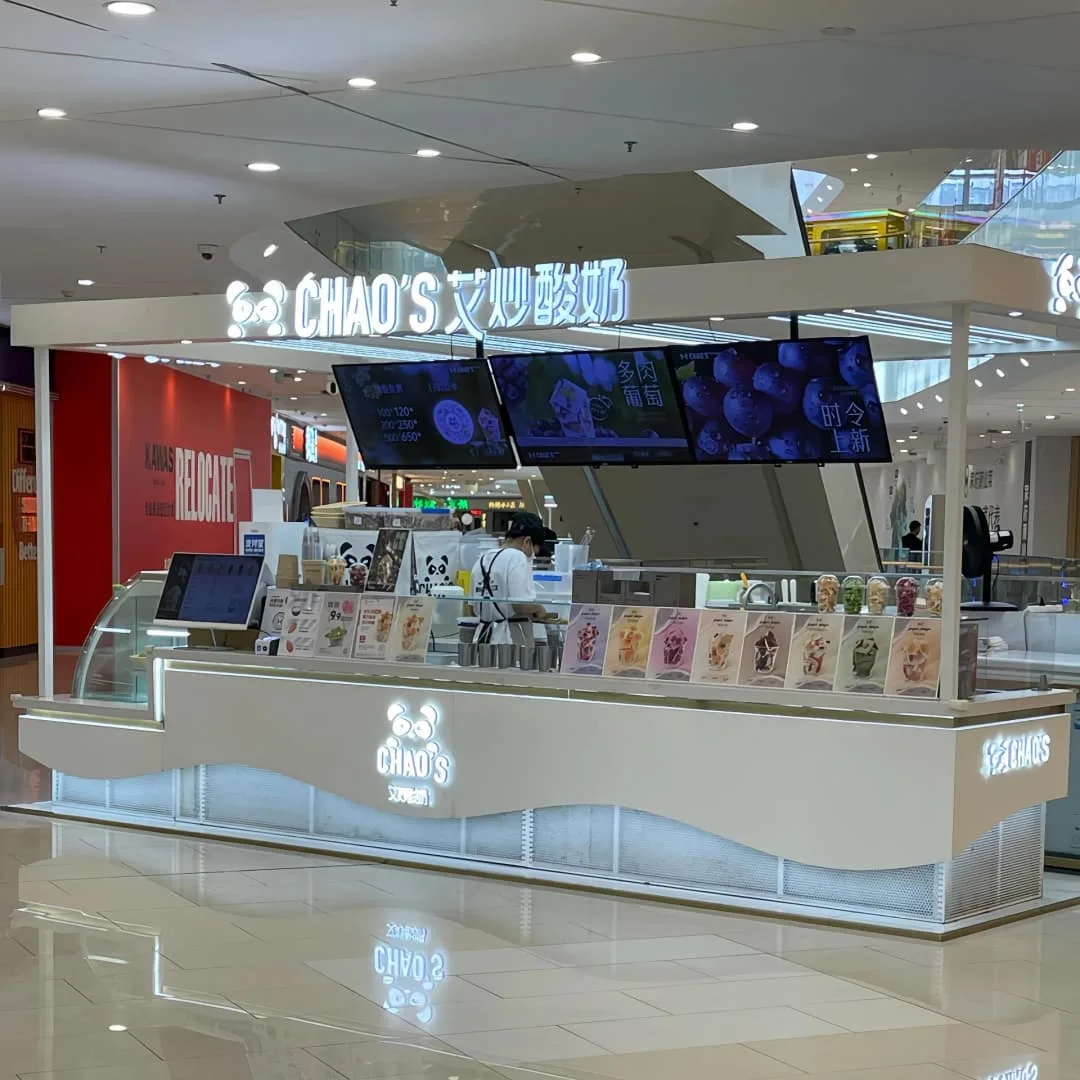 Frozen Yogurt Kiosk – Mall Corner Frozen Yogurt Kiosk With Complete Lightbox Branding & Rest Seating Area image 6