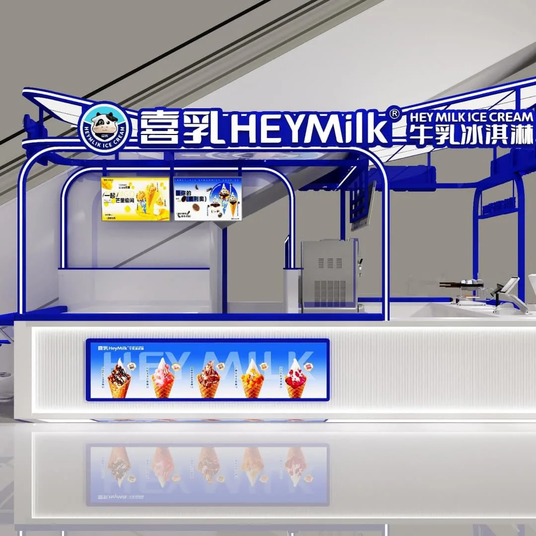 Frozen Yogurt Kiosk – Mall Corner Frozen Yogurt Kiosk With Complete Lightbox Branding & Rest Seating Area image 2