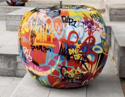 Giant FRP Apple Sculpture For Sale | Graffiti Geometric – custom retail display image 3
