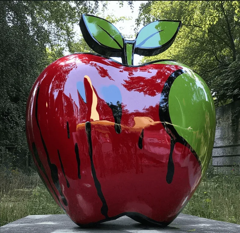 Giant FRP Apple Sculpture For Sale | Graffiti Geometric – custom retail display image 4
