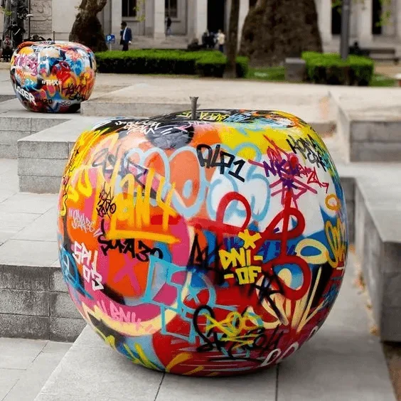 Giant FRP Apple Sculpture For Sale | Graffiti Geometric – custom retail display image 44