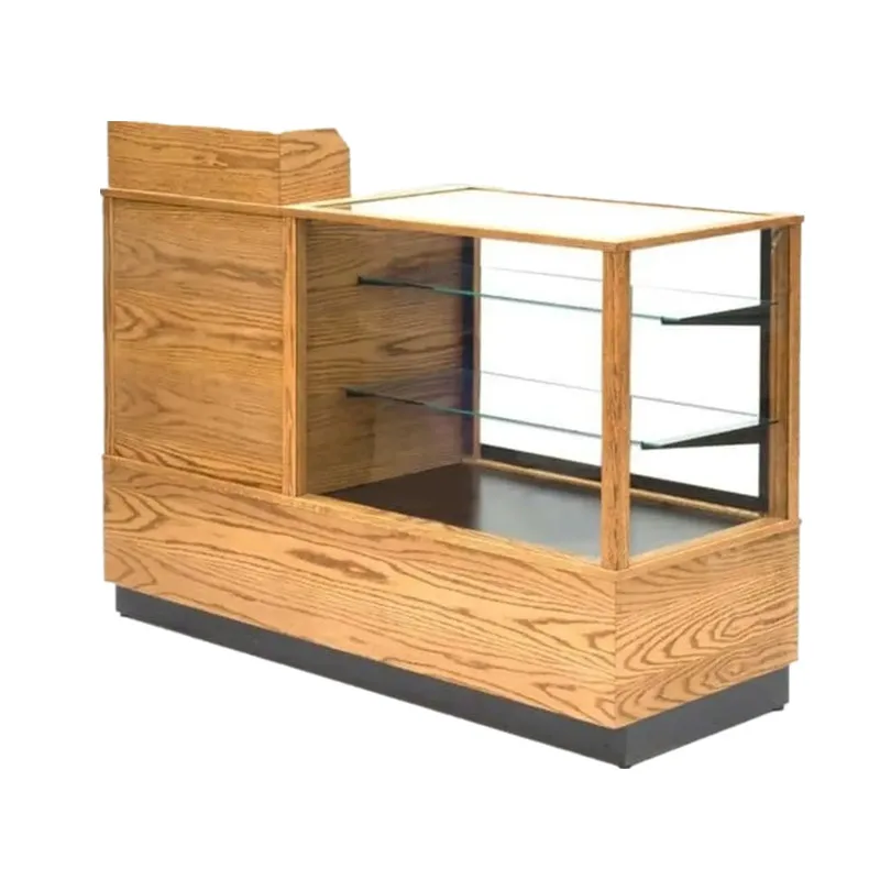 Cannabis Dispensary Display Counters For Sale – Both Sided Angles Wooden Display Showcase Cannabis Store Furniture for Sale i