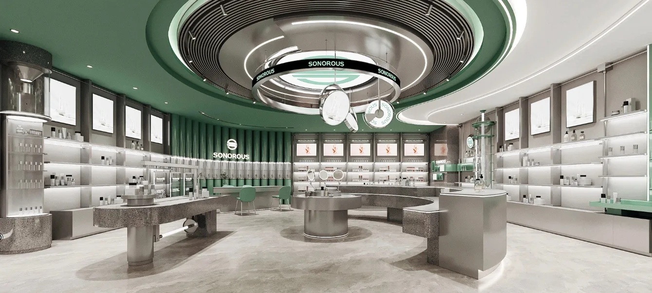 Beauty Salon Design | Spa Furniture Salon Retail Displays – Beauty Salon Interior Design with Cream Pink Curved Layout, Terra