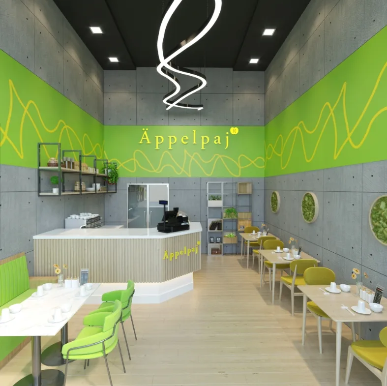 Healthy Juice Store Design Green Store decorated fruit shelf display commercial shop furniture design