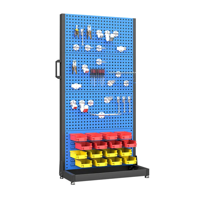 Metal Pegboard Display Stand Rack: Mobile Tool & Hardware Storage Solution