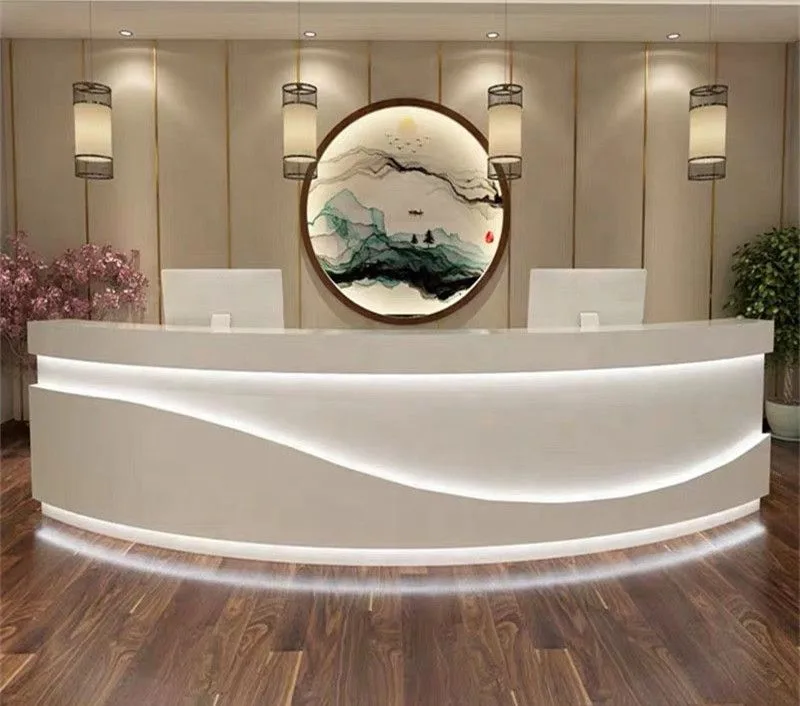 C shaped, Curved Round Reception Desks Counters – custom retail display image 28