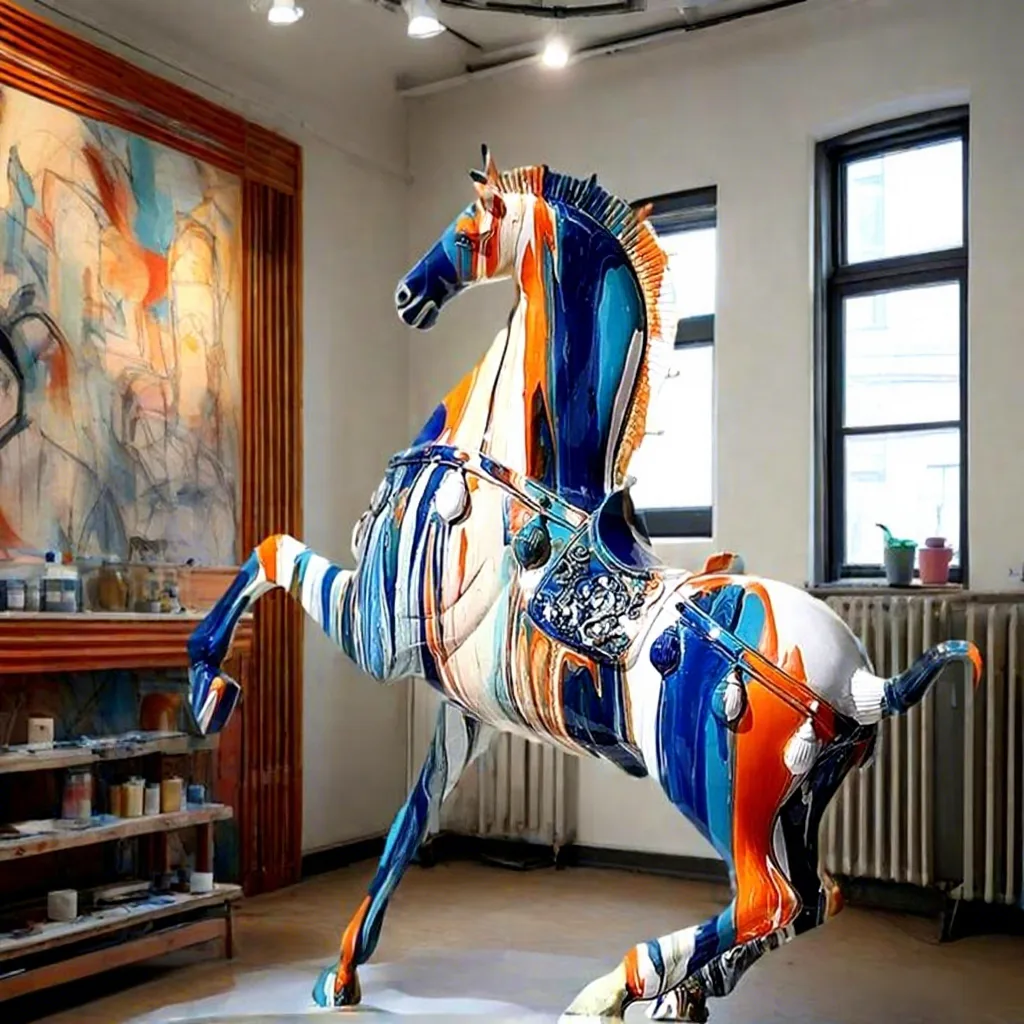 Custom Life-Size Art-Painted Fiberglass Horse Sculpture – Outdoor-Ready & Collectible Resin Masterpiece