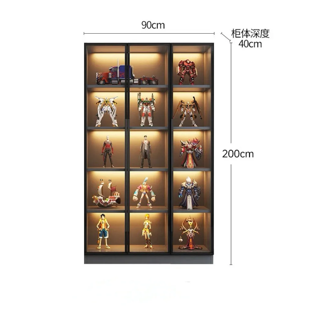 LEGO Display Cabinet Gift Shelf: Transparent Glass Home Display Cabinet with Light Strip — view 2