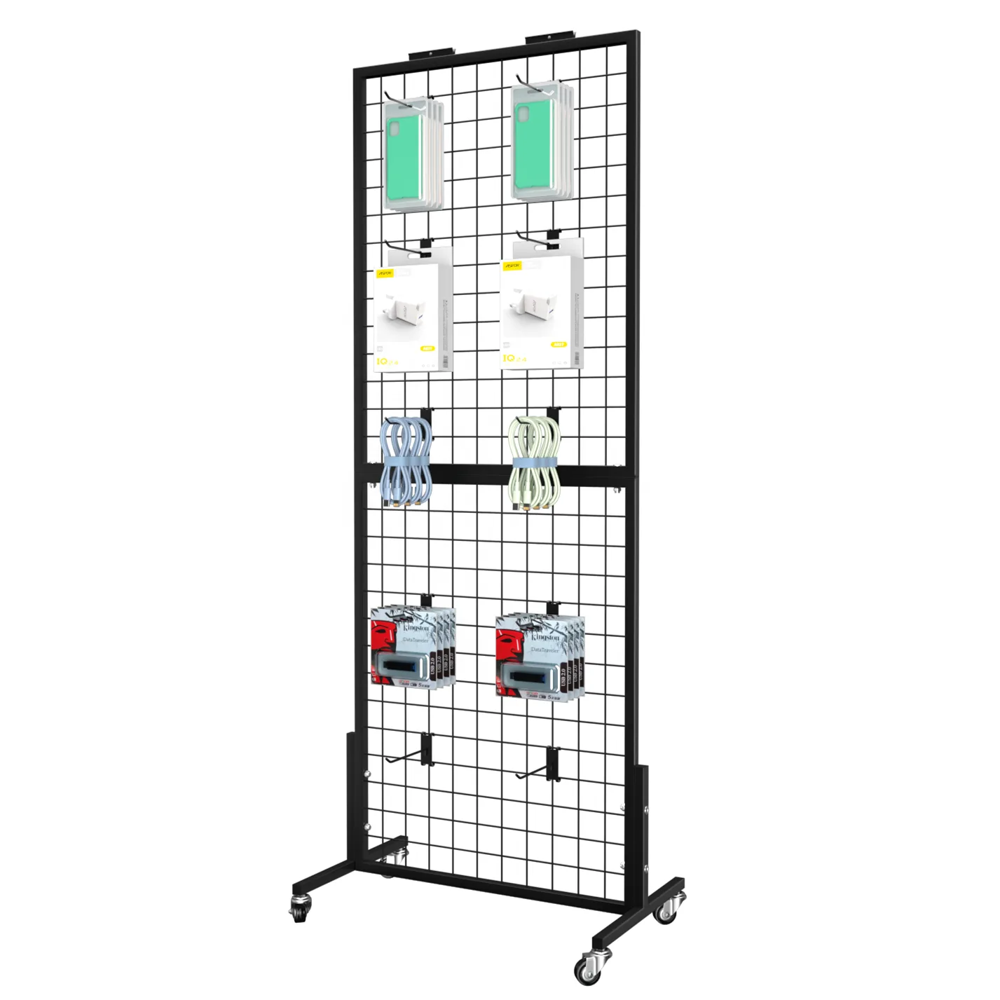 Black & White Gridwall Display Racks For Sale | Modern Mesh Display Rack with Accessories