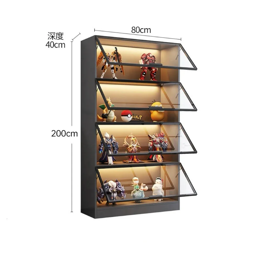 LEGO Display Cabinet Gift Shelf: Transparent Glass Home Display Cabinet with Light Strip