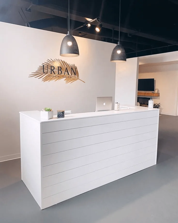 White Reception Desks Counters For Office, Salon More – custom retail display image 63
