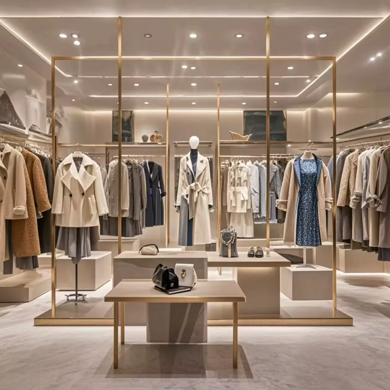 Boutique Design, Retail Displays Store Fixtures – Luxury shop design international clothing shop with glass wall cabinet imag