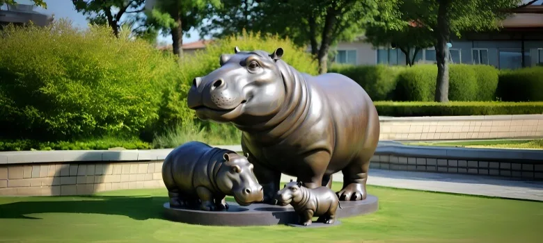 Large Hippo Statues Sculptures For Garden Decor – custom retail display image 10