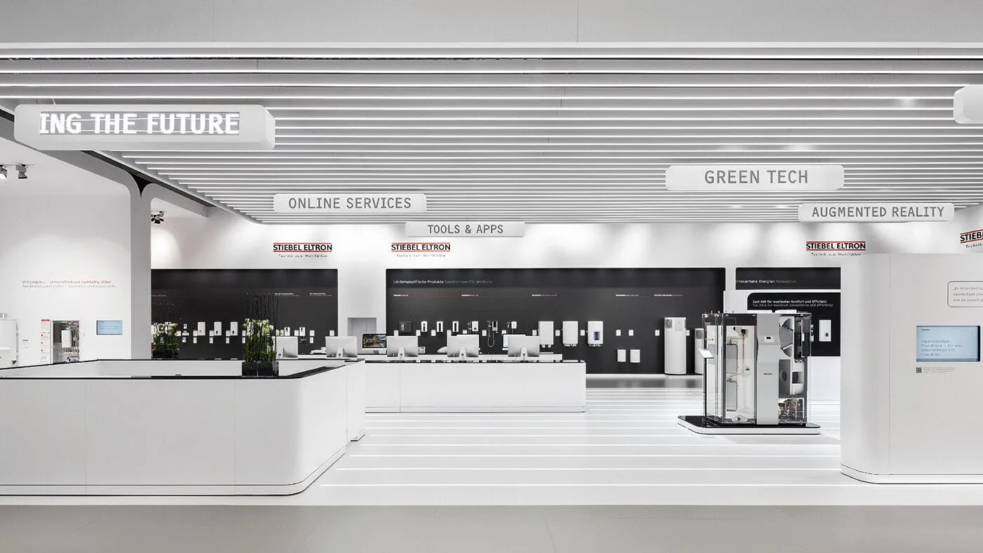 Modern Home Appliances Shop Design High-end Display Stands and Reception Desk
