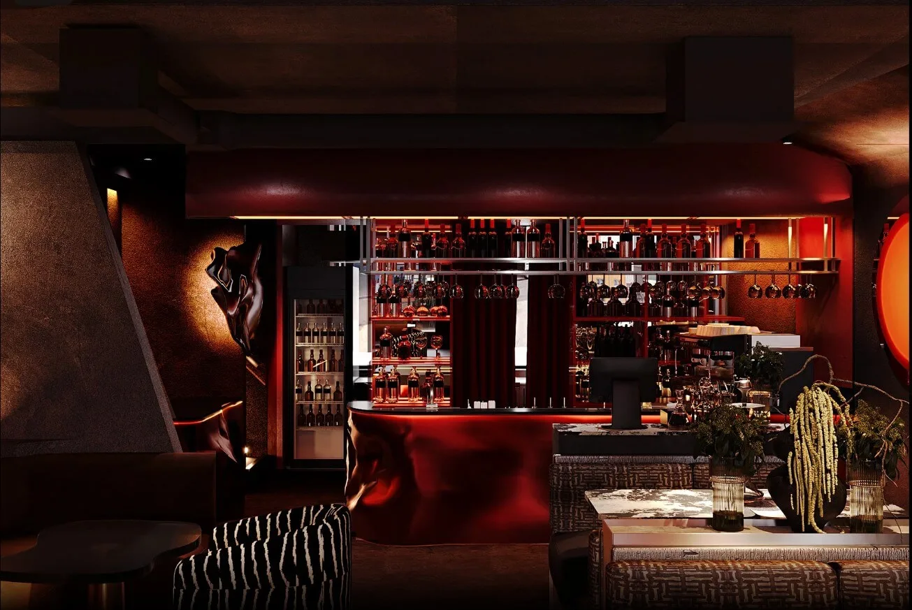 Hookah Lounge Design, Shisha Bar Counters, Displays Furniture – Distinct Curved Bar Design Builds an Atmospheric Hookah Loung