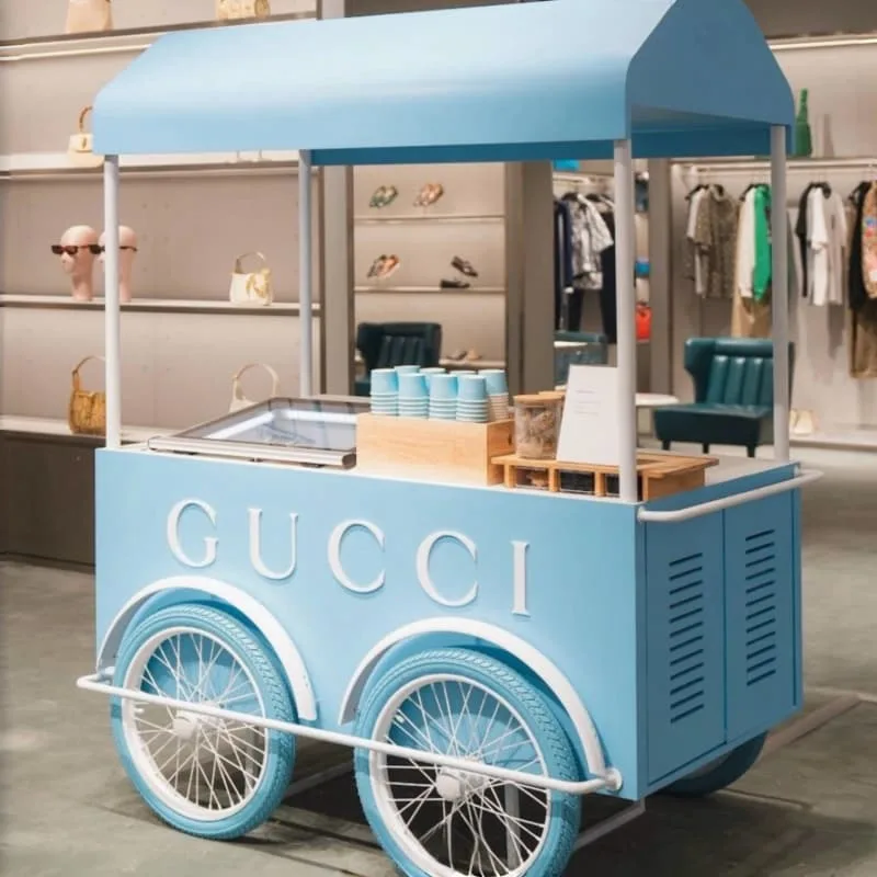 Light‑Blue Mobile Ice Cream Cart For Brand Event Display