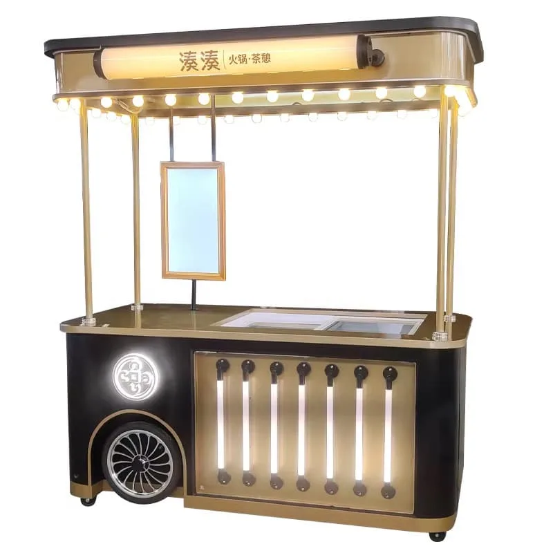 Premium Black‑Gold Mobile Ice Cream Cart LED Decor For Events