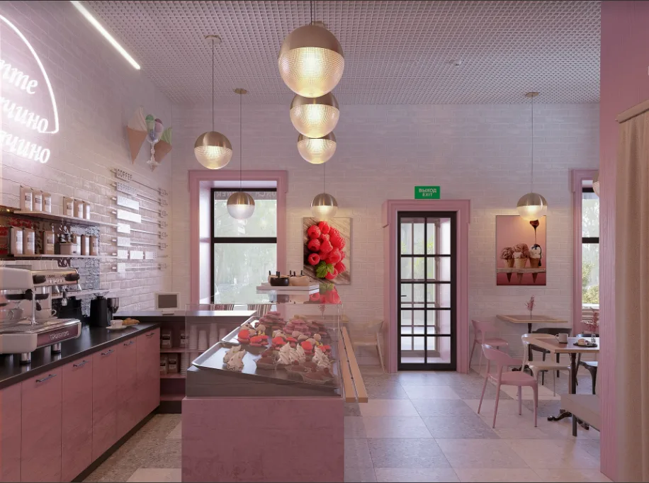 Ice Cream Shop Design | Frozen Yougrt Gelato Store Displays Counters – Cute pink ice cream shop furniture design dreamy Itali