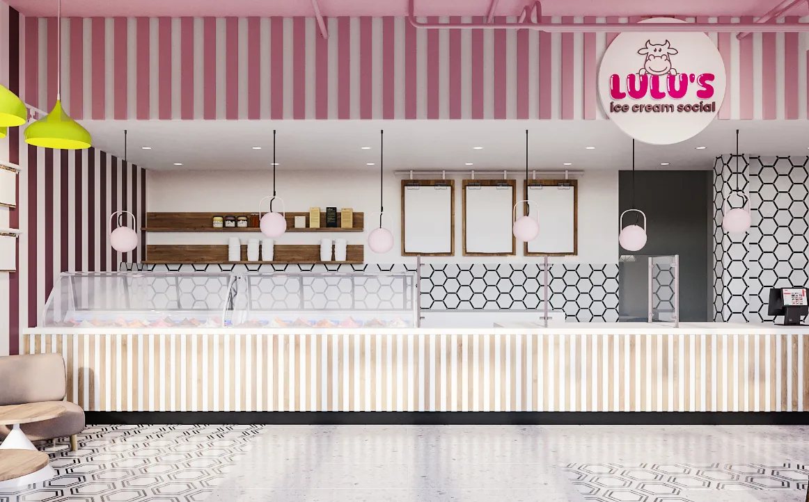 Ice Cream Shop Design | Frozen Yougrt Gelato Store Displays Counters – Cute pink ice cream shop furniture design dreamy Itali