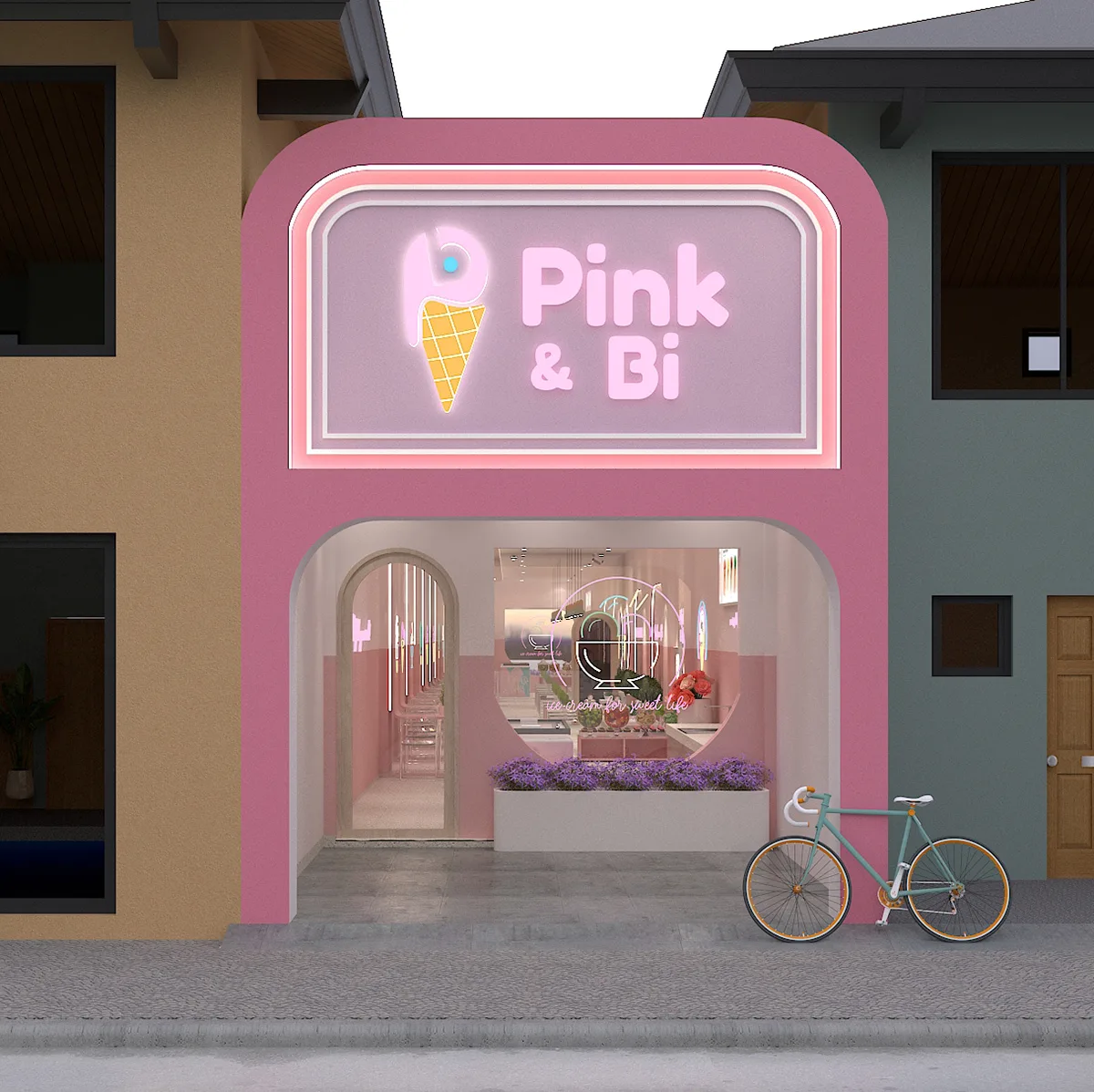 Ice Cream Shop Design | Frozen Yougrt Gelato Store Displays Counters – Cute pink ice cream shop furniture design dreamy Itali