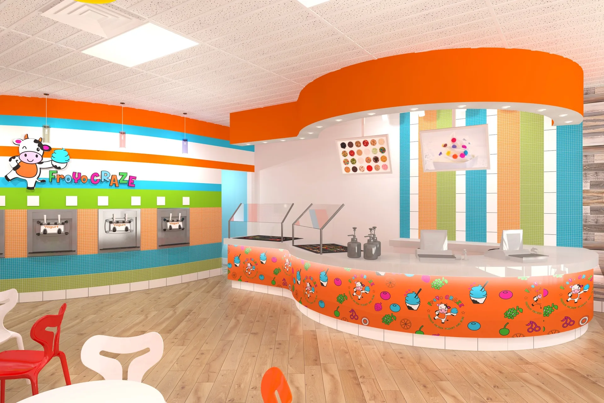 Ice Cream Shop Design | Frozen Yougrt Gelato Store Displays Counters – Cute pink ice cream shop furniture design dreamy Itali