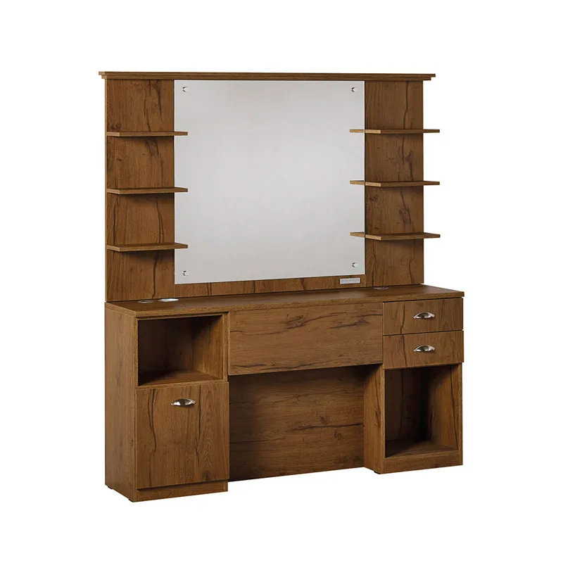 Classical wooden barber station beauty salon barber furniture for sale