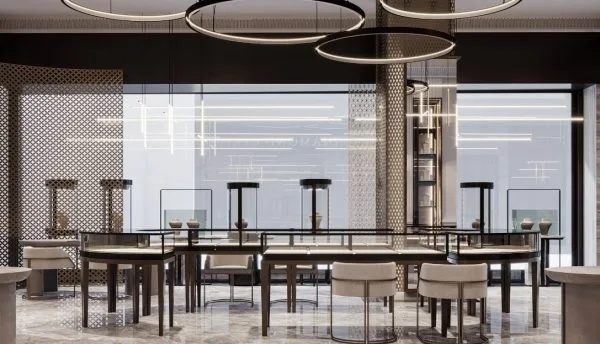Metal Frame Display Cases | Retail Glass Showcases Counters – Jewelry display showcase in jewelry stores with black or white