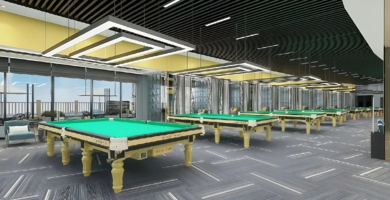 Billiard Hall Design, Pool Hall Fixtures, Furniture Signages – custom retail display image 9