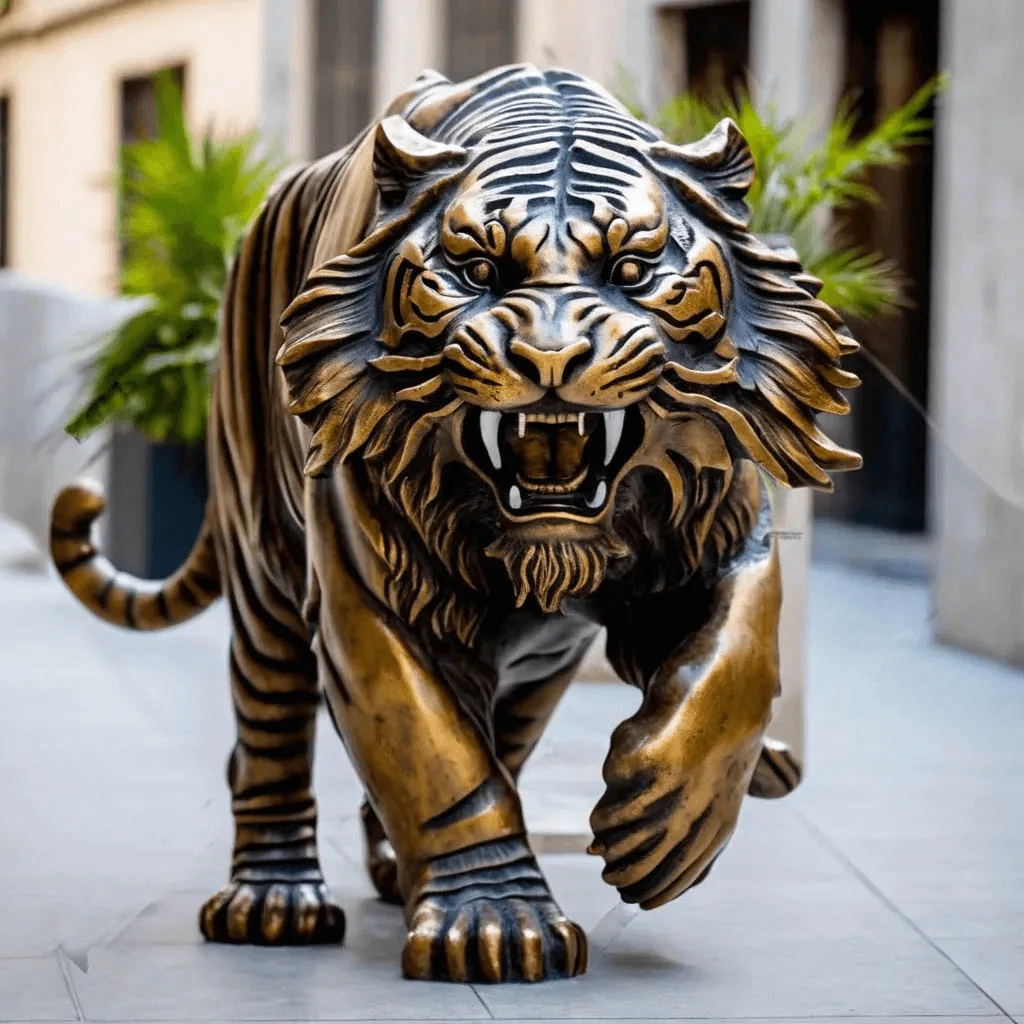 Large Tiger Statues For Sale | Fiberglass Bronze – custom retail display image 4