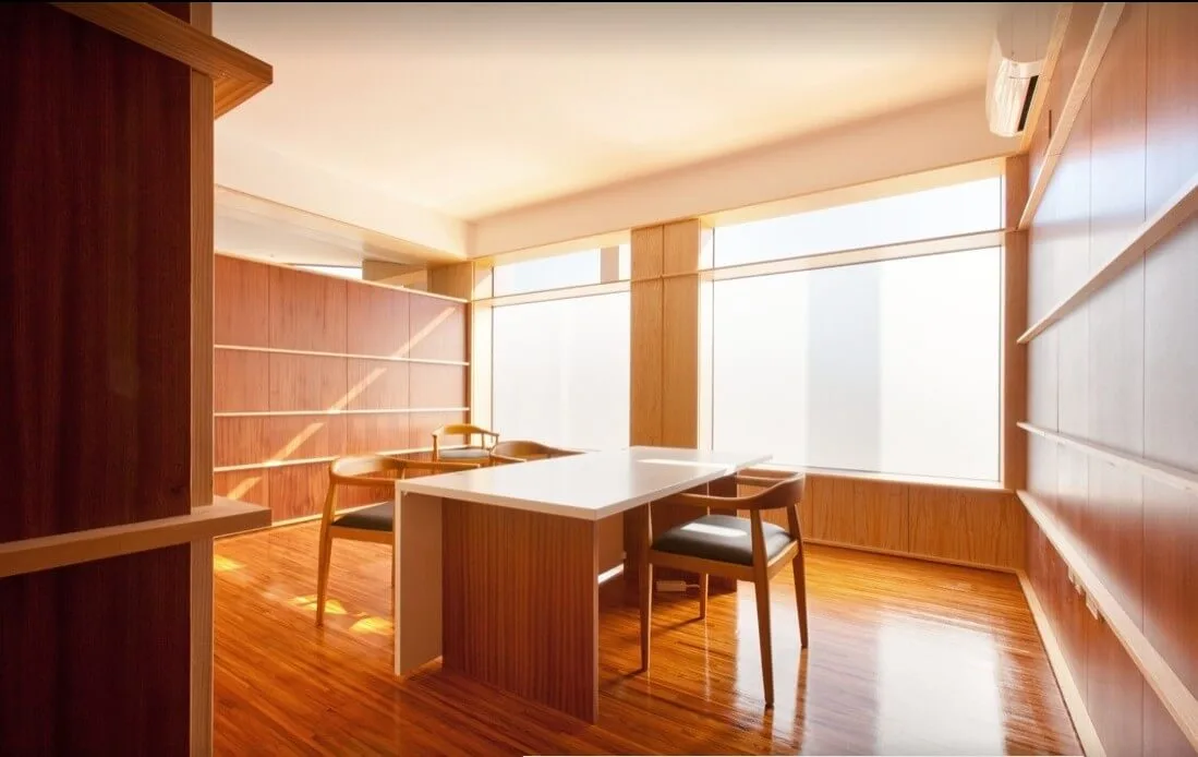 Law Office Furniture, Design Decoration – Fashion Law Firm Design with Marble Laminate Reception Desk and Wooden Furniture im
