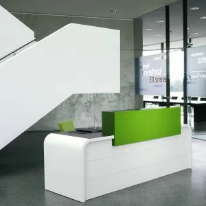 Office Reception Desk Counters | White,Wood Stone – custom retail display image 61