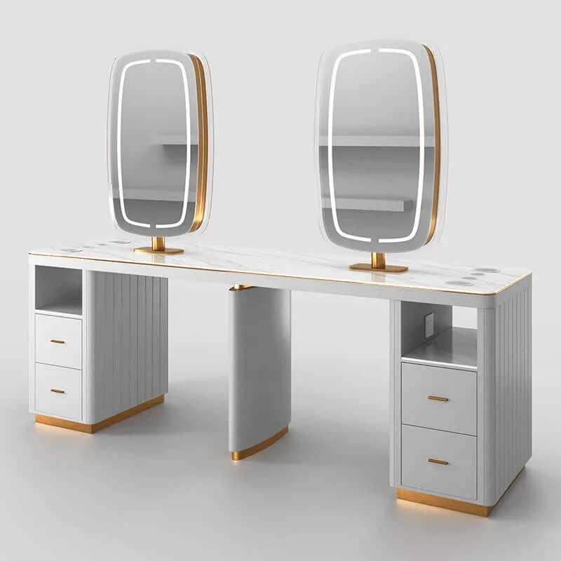 Salon Mirror Station With LED Lights – custom retail display image 3
