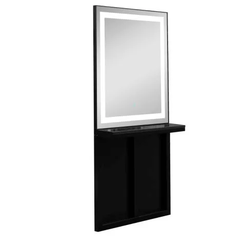 Salon Mirror Station With LED Lights – custom retail display image 4