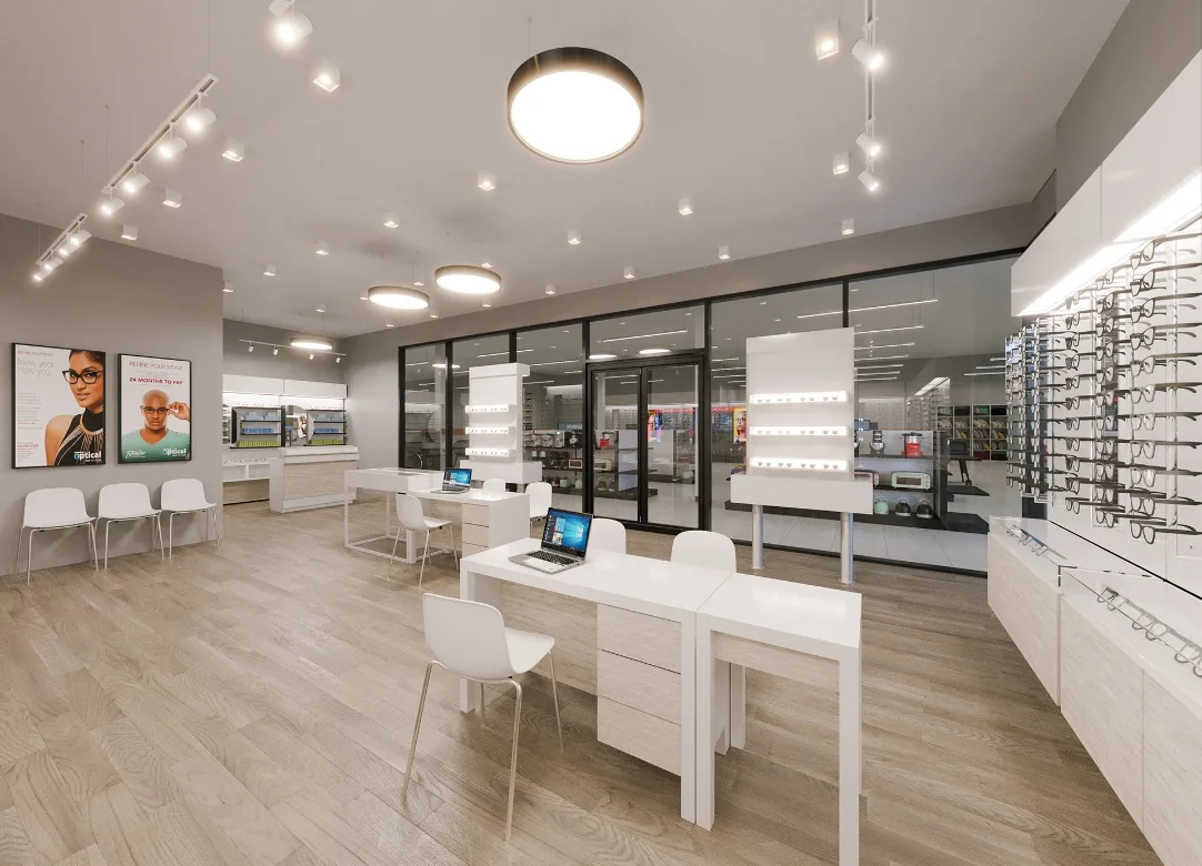 Optical Shop Design, Store Fixtures Furniture – Space-Optimized Glasses Counter for High-Traffic Retail Areas image 6