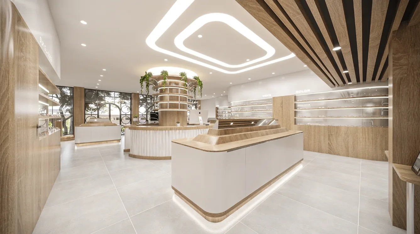 Optical Shop Design, Store Fixtures Furniture – Space-Optimized Glasses Counter for High-Traffic Retail Areas image 7
