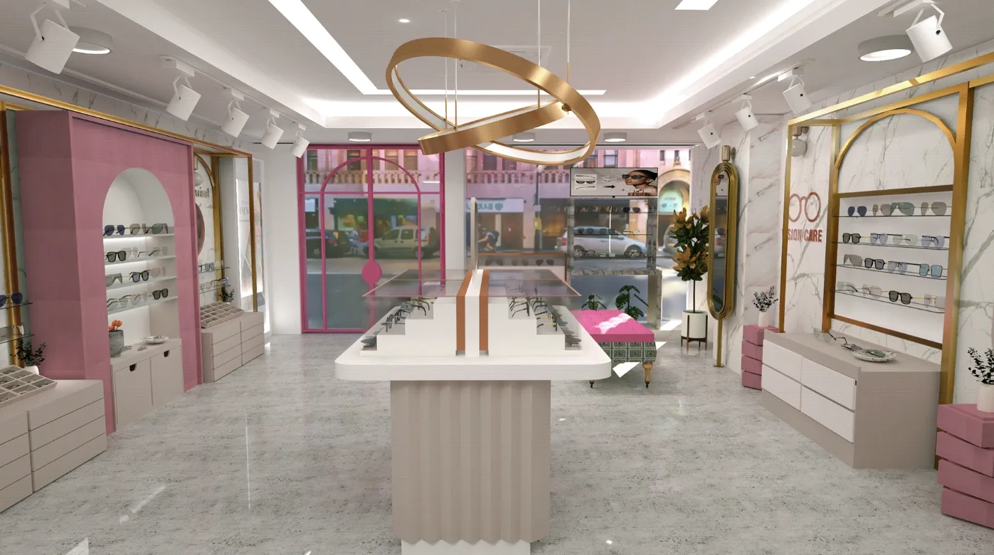 Optical Shop Design, Store Fixtures Furniture – Space-Optimized Glasses Counter for High-Traffic Retail Areas image 11
