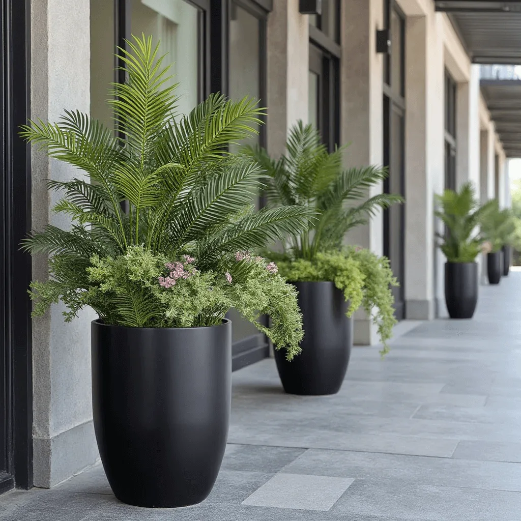 Outdoor Fiberglass Planters (4) Outdoor Large Fiberglass Planters Pots | Rectangular Round – custom retail display image 33